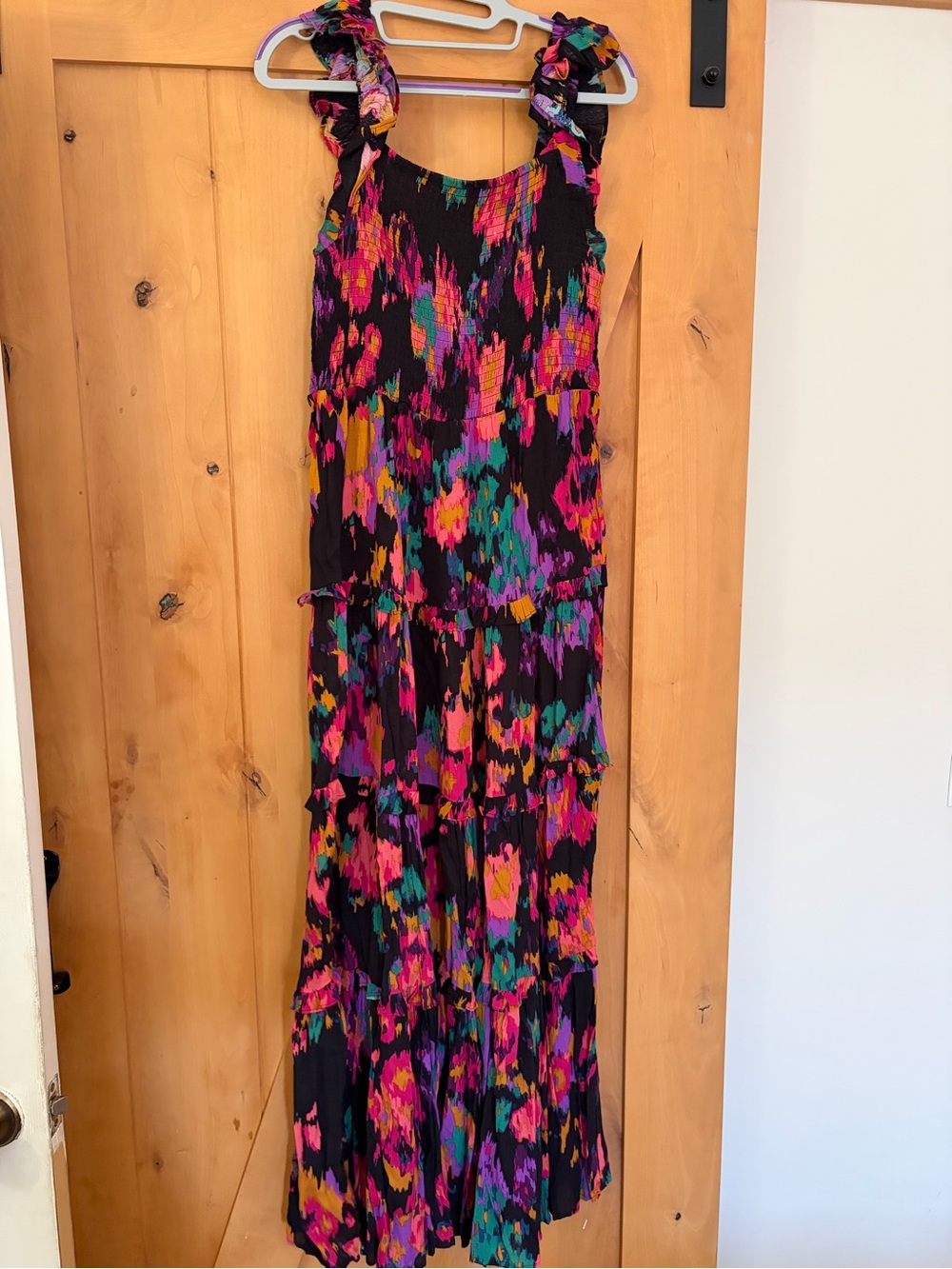 Carly Jean Los Angeles Black Maxi Dress with Bright Floral Print